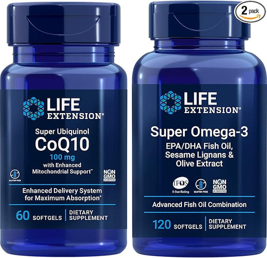 Life Extension Super Ubiquinol Coq10, 100 60 Softgels Omega-3 Epa/dha 120 Softgels