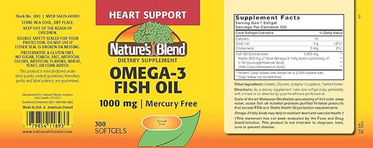 Nature's Blend Omega-3 Fish Oil, 1000 300 Softgels