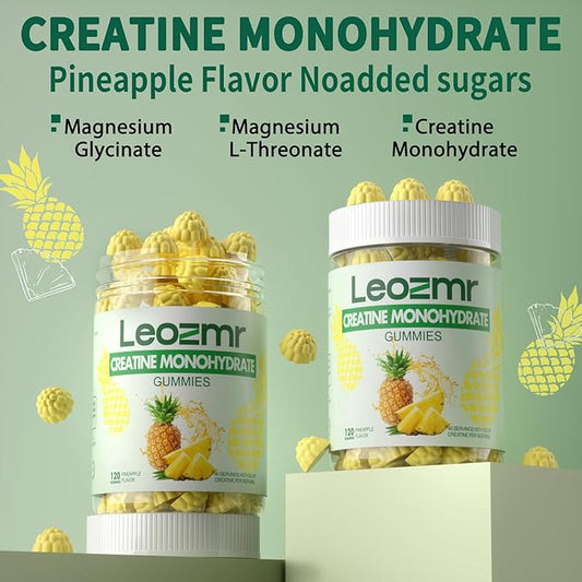 Creatine Monohydrate Gummies 5000mg for Men & Women, Chewables Creatine Monohydrate Supplement(120 Count)- Pineapple 120 Gummies