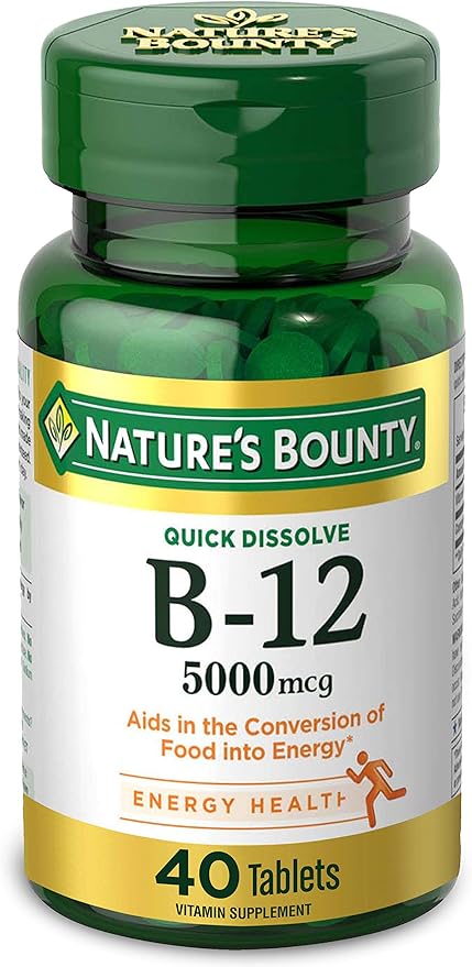 Nature's Bounty Vitamin B12, Quick Dissolve 5000mcg, 40 40 Tablets