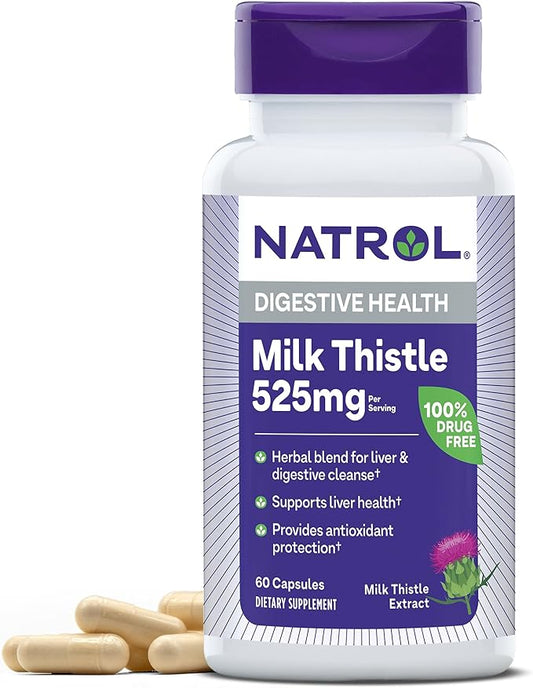 Natrol Milk Thistle 525 mg per 60 Capsules, 30 Day