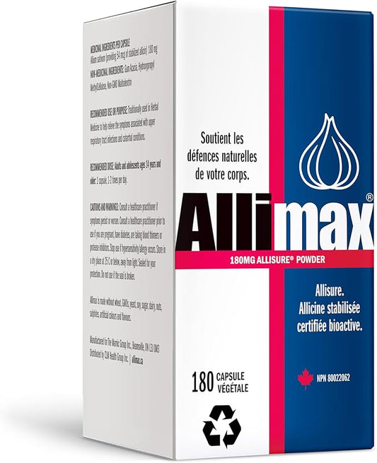 Allimax 180mg 180 Capsules. Supports Your