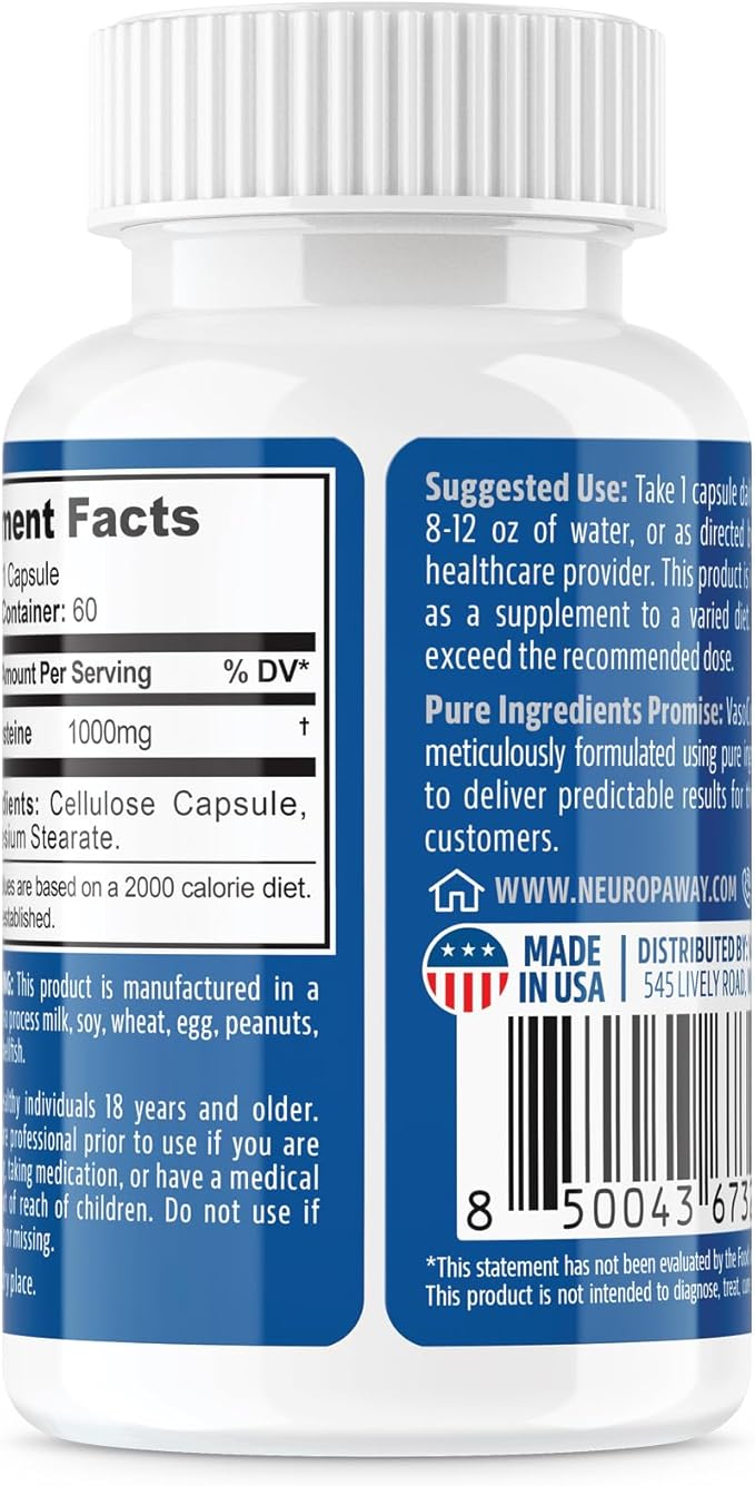 NeuropAWAY Elements N-Acetyl L-Cysteine 1000mg 60ct (60 1000mg 1000mg Capsules 3 Bottles