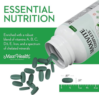 Maxi Health Complete Once Daily Vitamins for Men & Women - Multivitamin for Women & Men with Iron Vitamin A B1 B2 B3 B6 B12 C D3 E Zinc (90 Tablets)