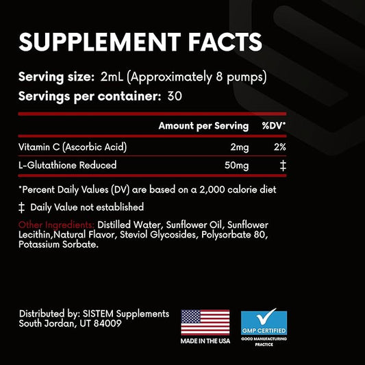 Sistem Liquid Nano Liposomal Glutathione Supplement 50mg, Glutathione
