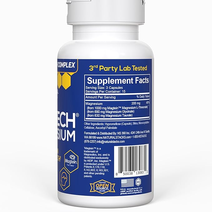 Natural Stacks MagTech Magnesium Supplement 3 Forms 45 Capsules