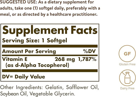 Solgar Vitamin E 268 mg (400 360 Alpha 360 Servings