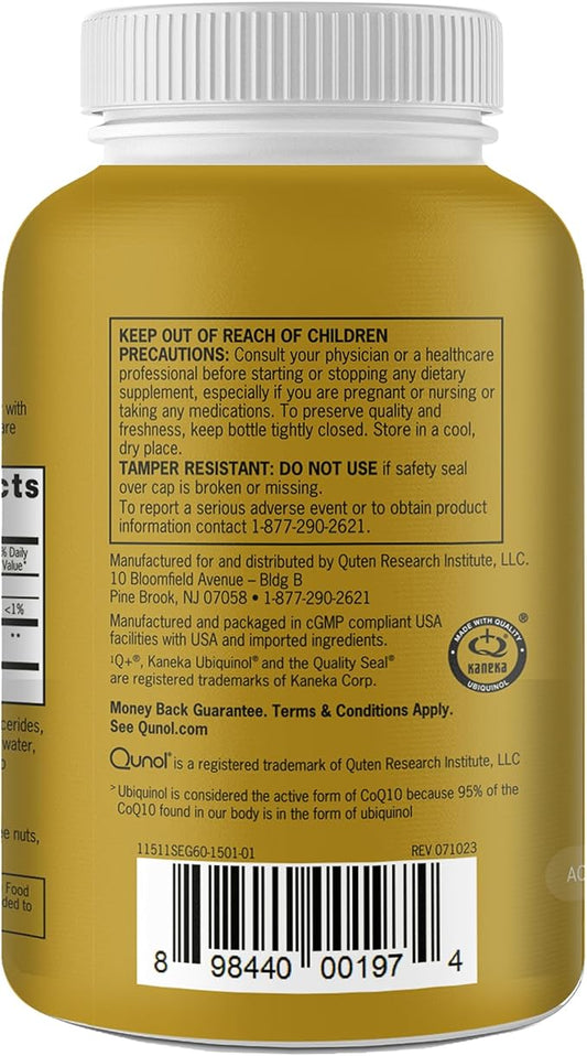 Qunol Ubiquinol CoQ10 100mg Softgels, Ubiquinol Q10, Antioxidant 60 Count