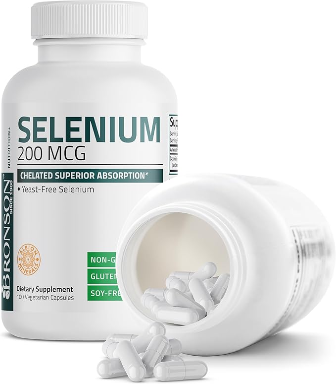 Bronson Selenium 200 mcg – Yeast Free Chelated Amino Acid Complex - Essential Trace Mineral with Superior Absorption, 100 Vegetarian Capsules