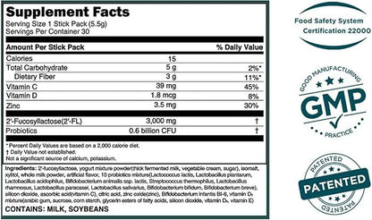 MOMSTAMIN 2'-FL HMO Prebiotics Probiotics Powder 3,000mg Human 11 Strains (1 Month,