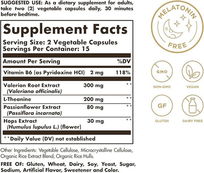 Solgar Sleep & Stress Support, Vegetable 15 Servings, 30 Count