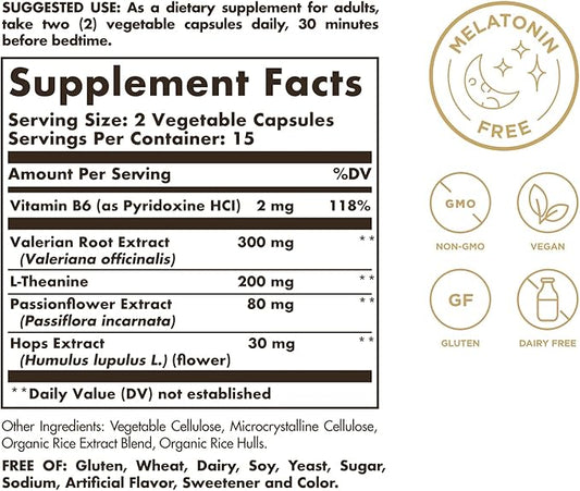 Solgar Sleep & Stress Support, Vegetable 15 Servings, 30 Count