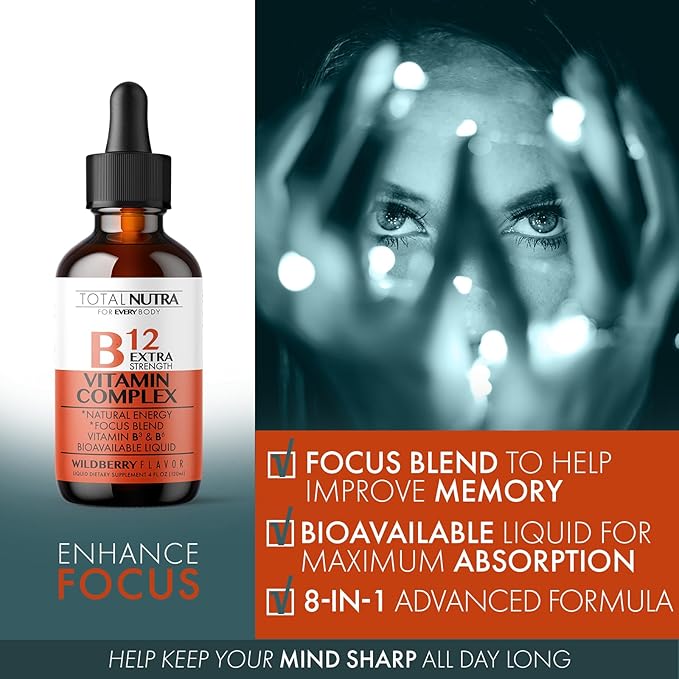 Extra Strength Liquid B12 Vitamin Drops- B12, B6, B6, B3- B3- Vegan