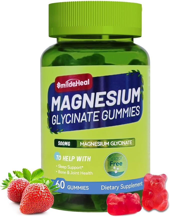 Magnesium Glycinate Gummies 500mg with L-Threonate 300mg B6, CoQ10 CoQ10 - 60 Gummies