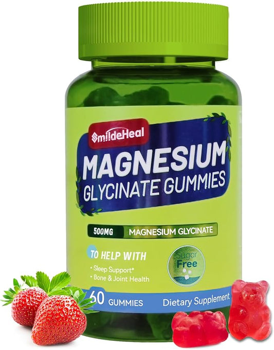 Magnesium Glycinate Gummies 500mg with L-Threonate 300mg B6, CoQ10 CoQ10 - 60 Gummies