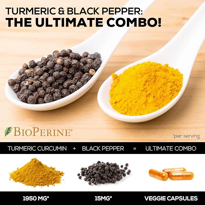 Turmeric Curcumin with BioPerine 95% Standardized 1950mg - 120 Capsules