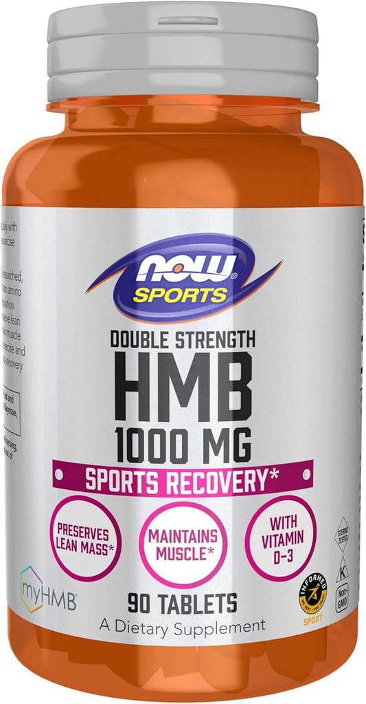 NOW Foods Sports Nutrition, HMB (β-Hydroxy β-Methylbutyrate), Double Strength 1,000 mg, 90 Tablets