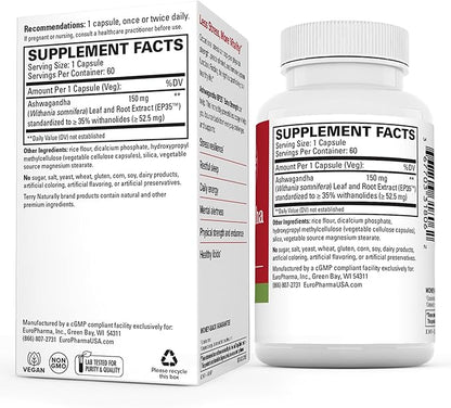 Terry Naturally Ashwagandha EP35 Extra Strength 60 Capsules, 2 - 120 Total