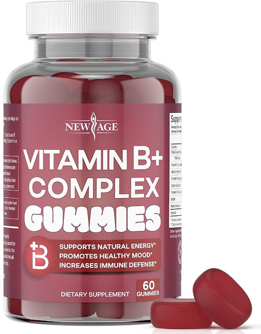 NEW AGE Vitamin B Complex Gummies B3, B5, B5, B6, B6, B7, B7, B9 B9 & B12 – (60 Count 1))
