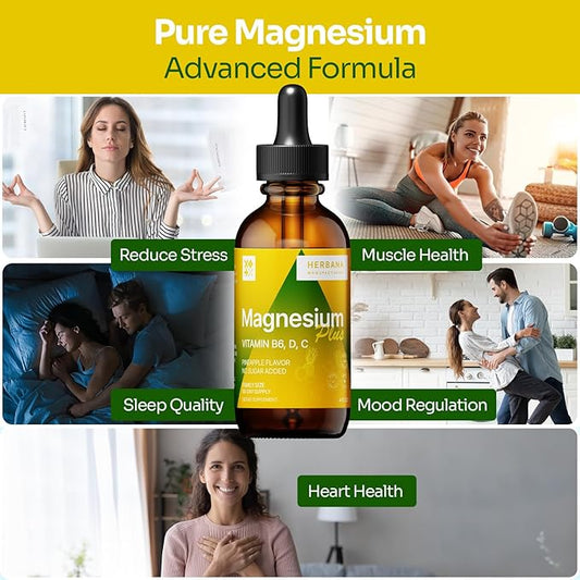 Magnesium Citrate Liquid Plus Magnesium Glycinate/L-threonate B6, D, 4 fl 100% Absorption 90-Day Supply