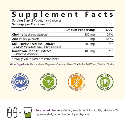 Milk Thistle Complex, 4-in-1 Liver Support, 30:1 Milk 80% Silymarin, 60 Vegetarian