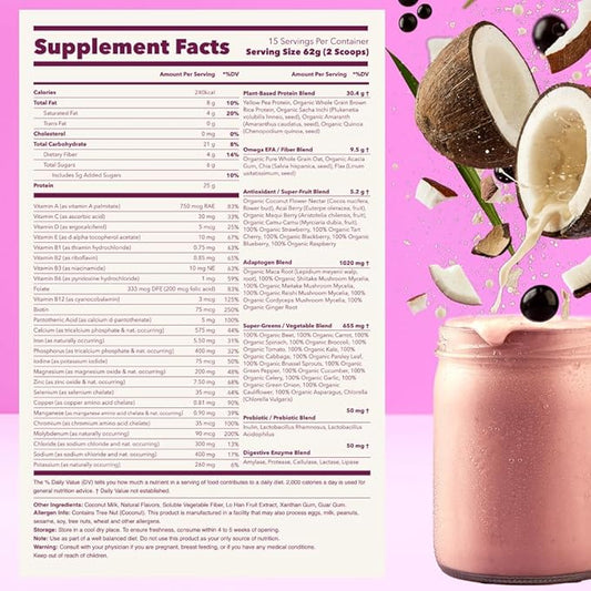 Ka’Chava All-In-One Nutrition Shake Blend, Coconut 85+ Superfoods, 25g Plant-Based 2lb