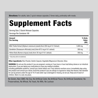 Piping Rock Milk Thistle, Dandelion & 180 Capsules