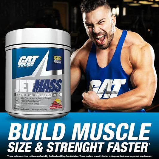 GAT SPORT JetMass Fact-Acting Volumizing Creatine System, 30 Servings (Strawberry Lemonade)