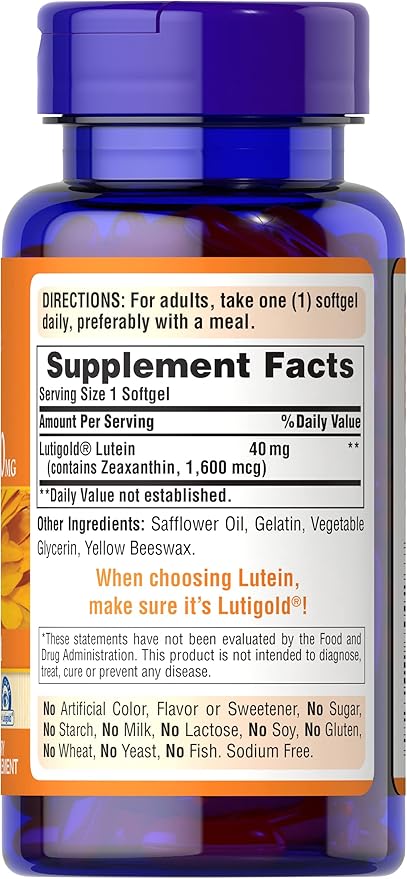 Puritan's Pride Lutein 40mg With Zeaxanthin, 120 Count 1)