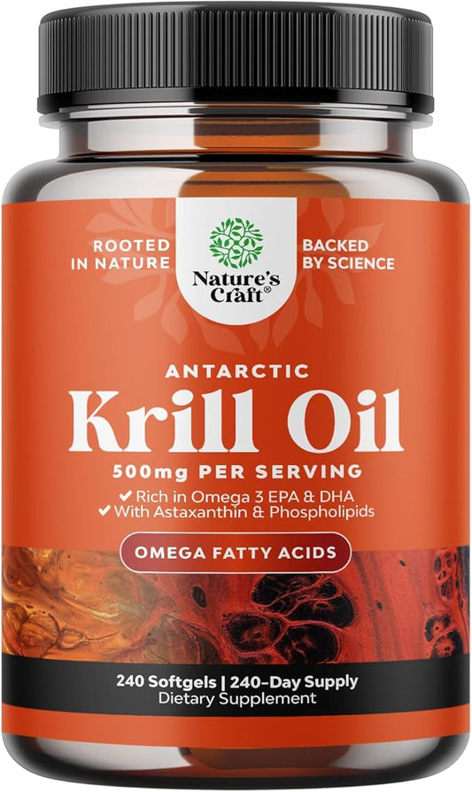 Antarctic Krill Oil 500mg Softgels 3 Krill 3rd Party 8 Month