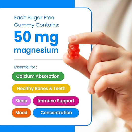 Kids Magnesium Gummies - Sugar Free Calm Magnesium Gummies for Kids - 4 Month Supply - Supports Bone Health, Sleep - Magnesium Citrate for Kids Supplement - 120 Children’s Vegan Magnesium Calm Gummies