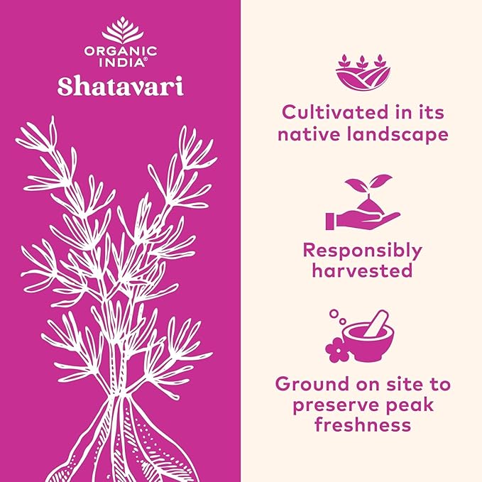 ORGANIC INDIA Shatavari Capsules - Herbal Supplement, Supports Hormonal Balance, Immune System Support, Vegan, Gluten-Free, USDA Organic, Supports Reproductive Health - 180 Capsules
