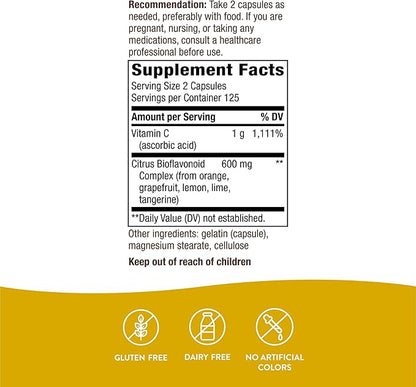 Nature's Way Vitamin C with Bioflavonoids, 1000 mg 250 Capsules