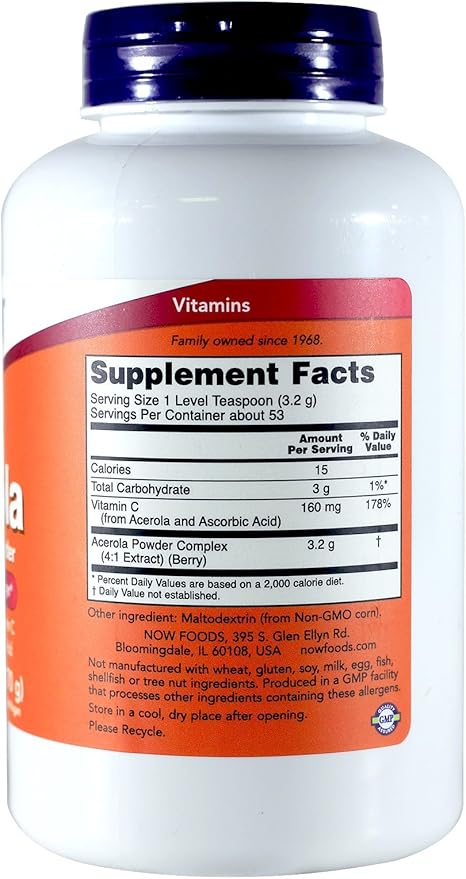 NOW Acerola 4:1 Extract Powder, 6-Ounces 2)