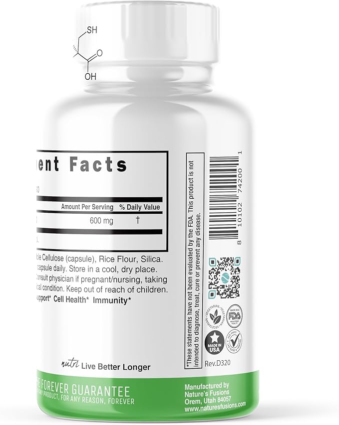 Nature's Fusions NAC Supplement N-Acetyl Cysteine 600 mg (60 Capsules)
