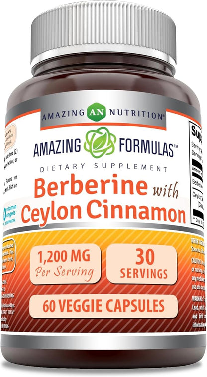 Amazing Formulas Berberine with Pure Ceylon 1200 Mg (1 Pack, 60 Count)