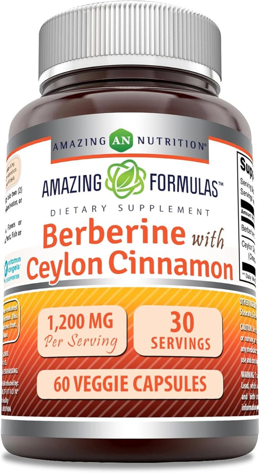 Amazing Formulas Berberine with Pure Ceylon 1200 Mg (1 Pack, 60 Count)