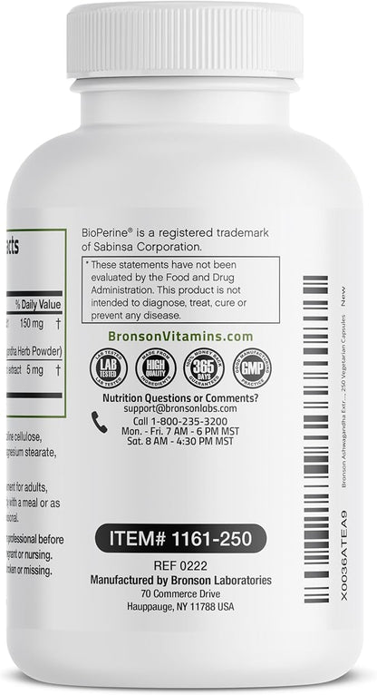 Bronson Ashwagandha Extra Strength Stress & 250 Vegetarian