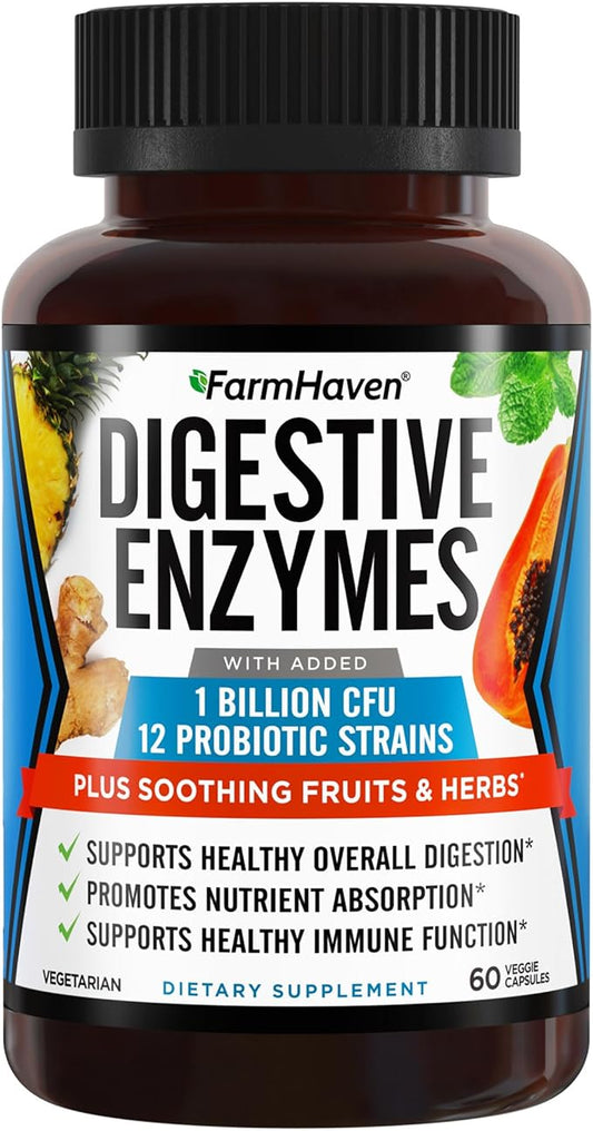 FarmHaven Digestive Enzymes with 18 Probiotics 60 Capsules