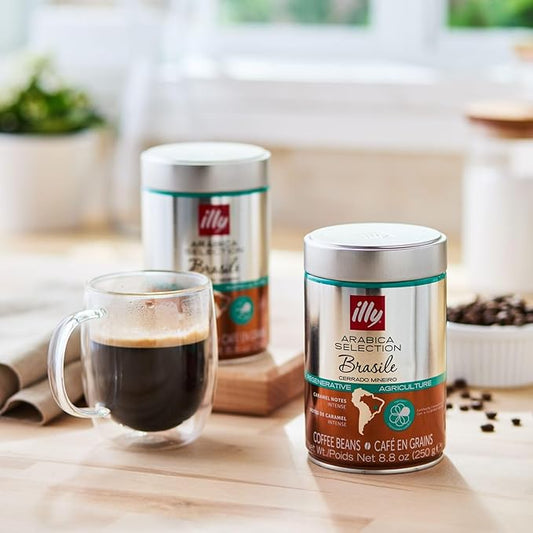 illy Arabica Selections Brasile - Cerrado Mineiro Whole Bean Coffee, Regenerative Agriculture Coffee, 8.8oz (Pack of 1)