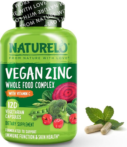 NATURELO Vegan Zinc Whole Food Complex 120 Capsules
