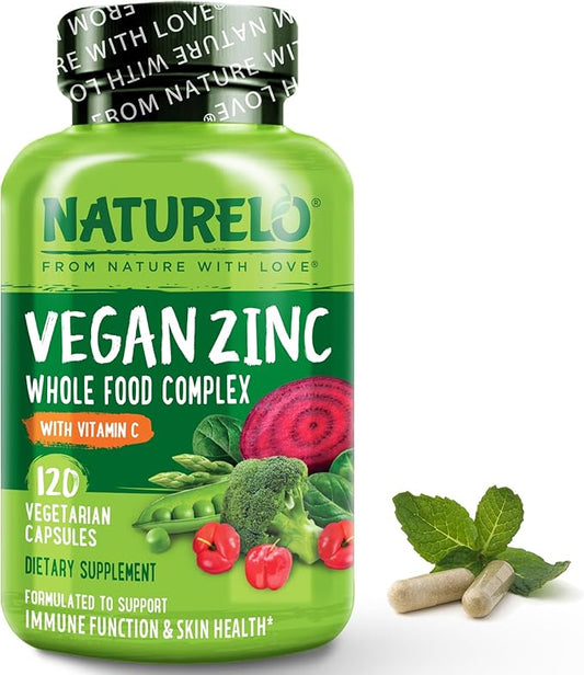 NATURELO Vegan Zinc Whole Food Complex 120 Capsules