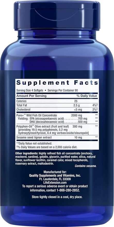 Life Extension Super Omega-3 360 Softgels, Omega3 Fish