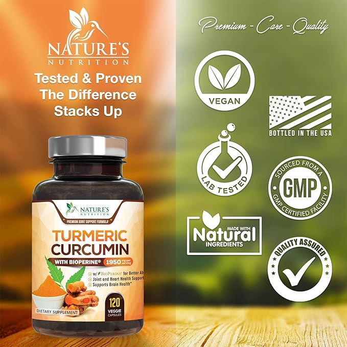 Turmeric Curcumin with BioPerine 95% Standardized 1950mg - 120 Capsules