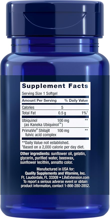 Life Extension Super Ubiquinol CoQ10 CoQ10, shilajit, 60 softgel
