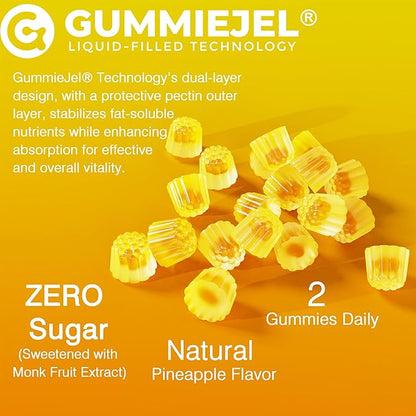 Turmeric Gummies 1000mg w/MCT Oil C8 C10, Organic Antioxidant, Sugar Free Turmeric Curcumin Supplement + Black Pepper Extract Support Flexible & Comfort, Digestion, Energy, Ultra Absorption, 60 Counts