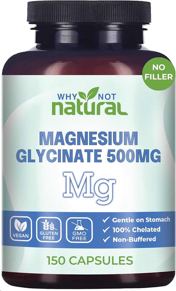 Magnesium Glycinate 500 mg Capsules Supplement 100% Pure,