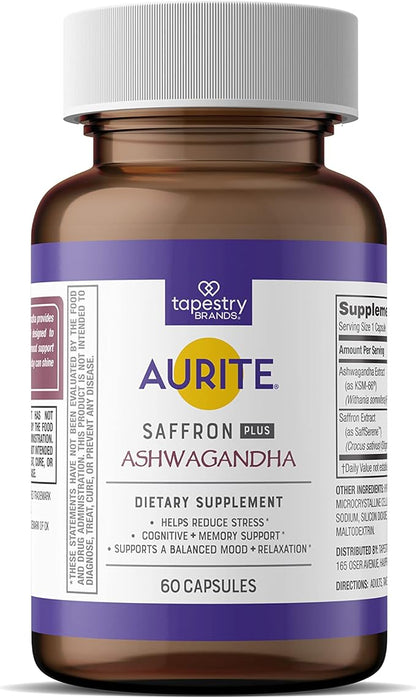 Saffron Ashwagandha Supplement 60 Count, (2 Months