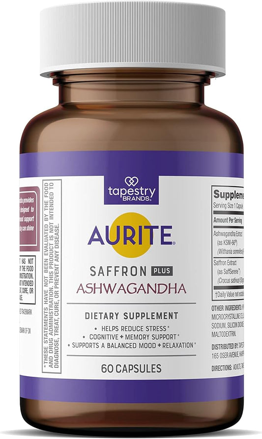 Saffron Ashwagandha Supplement 60 Count, (2 Months