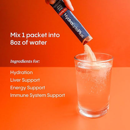 Hydralyte Liver Support + Electrolyte Mix with Milk Thistle, Turmeric, Ginger, Prickly Pear, Green Tea Extract Formulated for Rapid Rehydration (Blood Orange Ginger, 20 Packets)